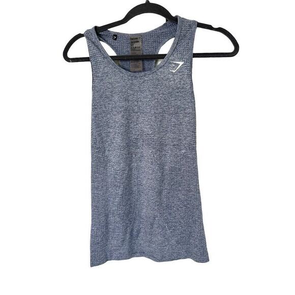 Gymshark Dry Racerback Seamless Compression Tank Top Blue Women's Size Medium - Picture 1 of 6